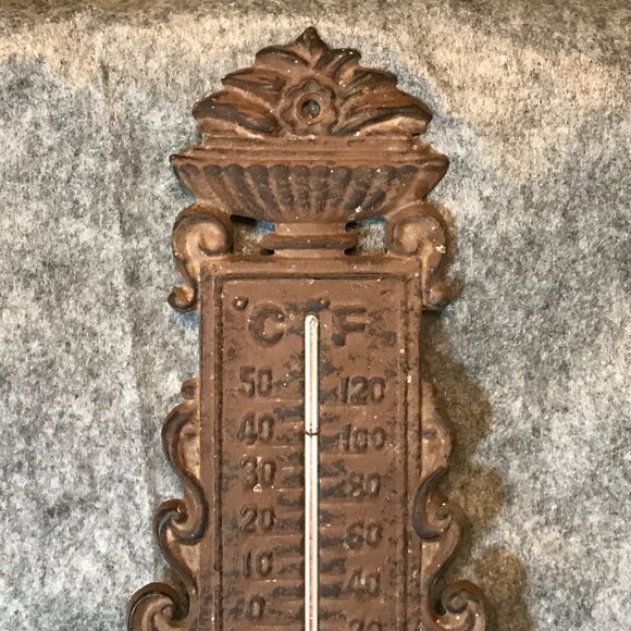 Cast Iron Rustic Wall Thermometer - Picture 2 of 4